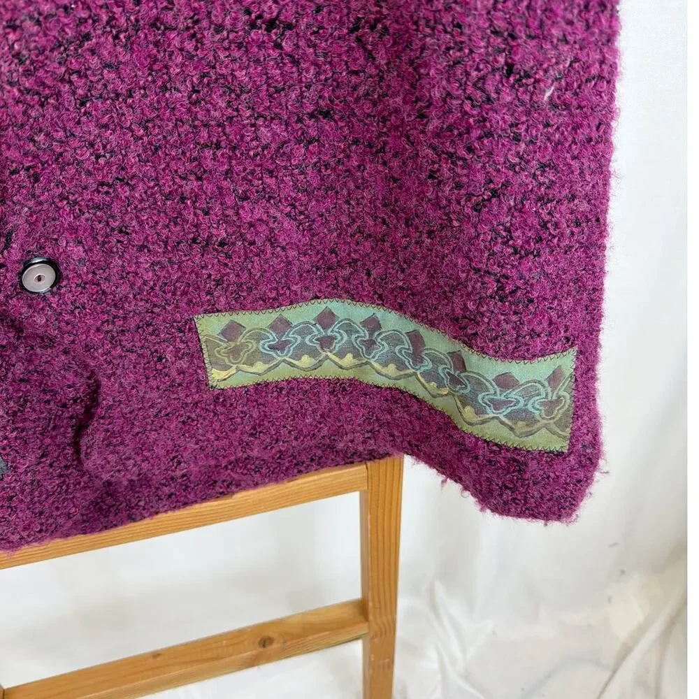 Vintage Bluefish 90's Pink Black Wool Button Down Long Sleeve Jacket Coat MED LG - Picture 3 of 8